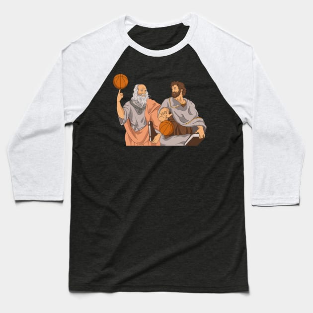 Plato And Aristotle Playing Basketball Baseball T-Shirt by maxdax